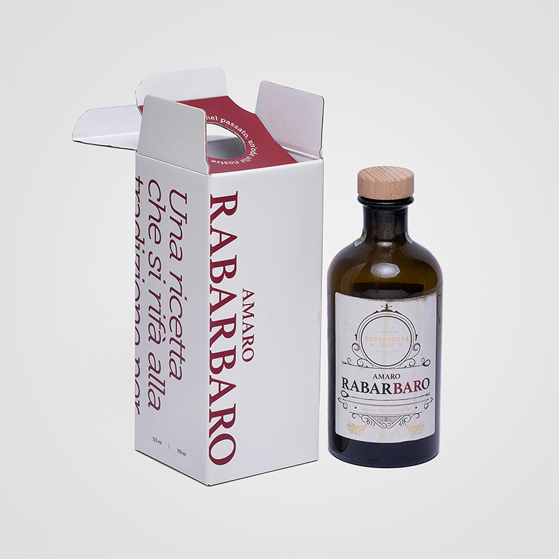 Astuccio con collarino, per Amaro Rabarbaro