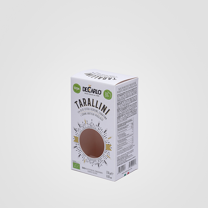 Astuccio per tarallini De Carlo, con finestra fustellata