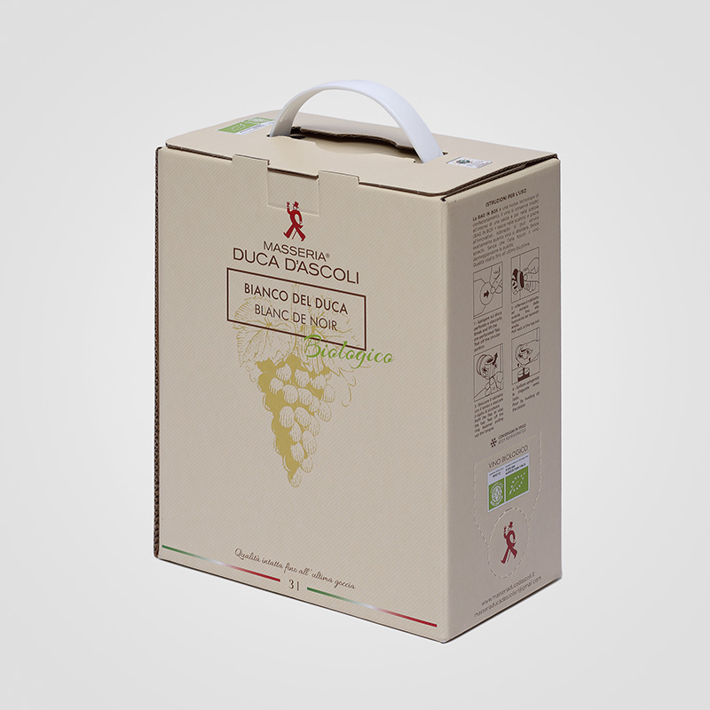 Bag in Box Personalizzato da 3 litri per Vino Bianco Masseria Duca D’Ascoli Produzione Bag in Box personalizzato da 3 litri per Vino Bianco Masseria Duca D'Ascoli Foggia