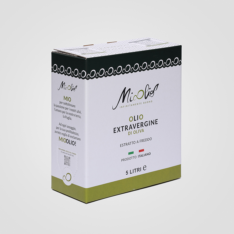 Bag in Box personalizzato da 5 litri di Olio Extra Vergine di Oliva Mioolio Frantoio Cassese Brindisi
