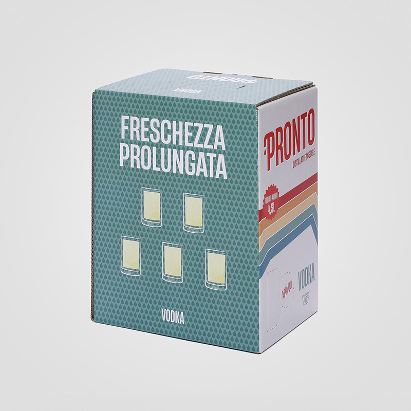 Bag in Box cubo personalizzato da 5 litri per Vodka Anonima Distillazioni Perugia