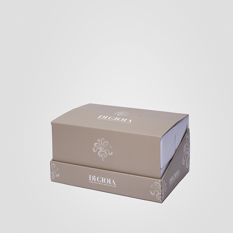 Espositore da banco in microonda accoppiata prodotto da Royal Box, personalizzato con stampa offset.