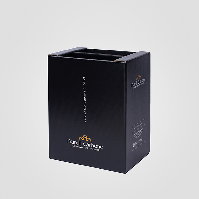 Portantino in microonda accoppiata per sei bottiglie di olio extravergine di oliva Fratelli Carbone Basilicata prodotto da Royal Box.