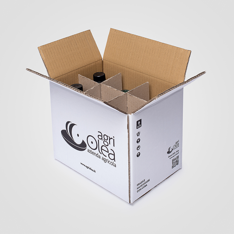 Scatola da imballaggio in cartone con alveari interni per bottiglie Agri Olea - Royal Box