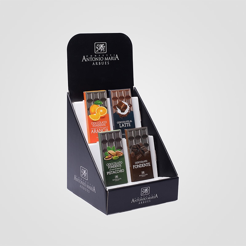 Espositore da banco personalizzato in cartone per tavolette di cioccolato Arbues - Royal Box