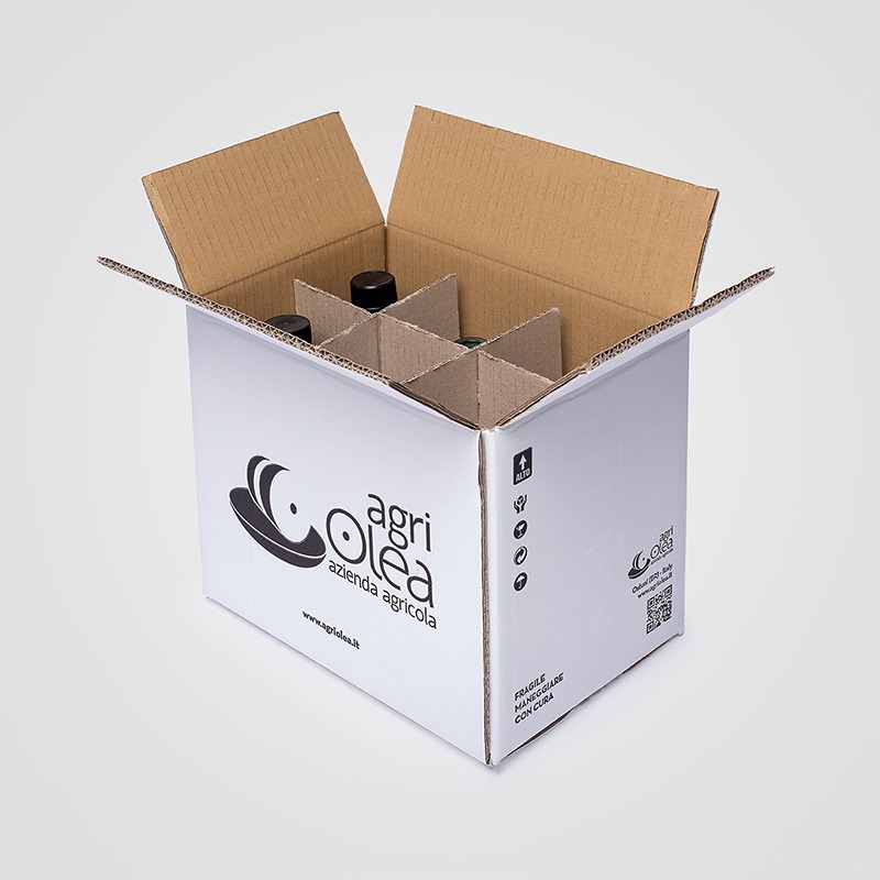 Scatola da imballaggio in cartone con alveari interni per bottiglie Agri Olea - Royal Box