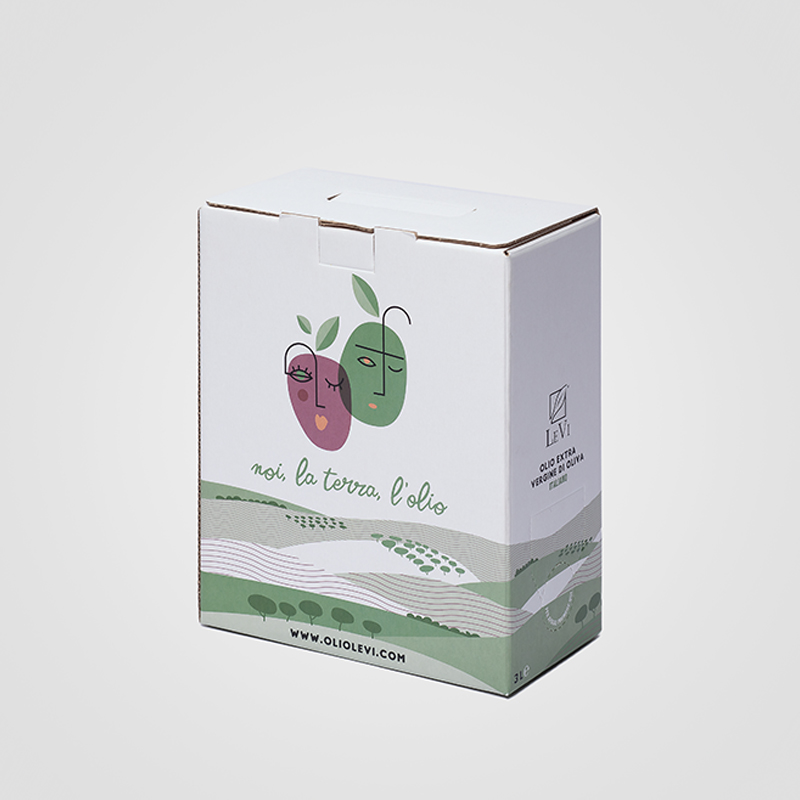 Bag in Box Personalizzato da 3 litri di Olio Extra Vergine di Oliva Olio Levi Produzione Bag in Box personalizzato da 3 litri di Olio Extra Vergine di Oliva Olio Levi Foggia