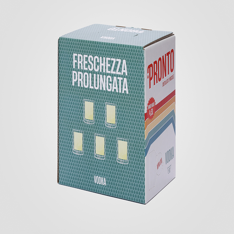 Bag in Box cubo personalizzato da 5 litri per Vodka Anonima Distillazioni Perugia