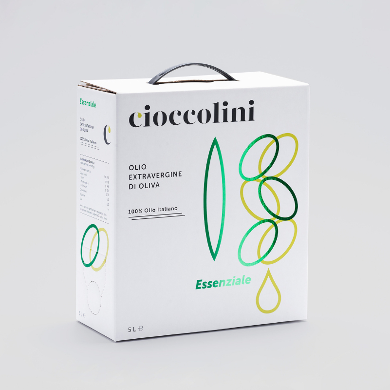 Produzione Bag in Box personalizzato da 5 litri di Olio Extra Vergine di Oliva Cioccolini Viterbo