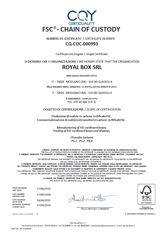 Certificazione FSC Royal Box